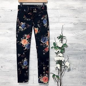 Ralph Lauren Blue Label Floral Print Black Denim Lace Up